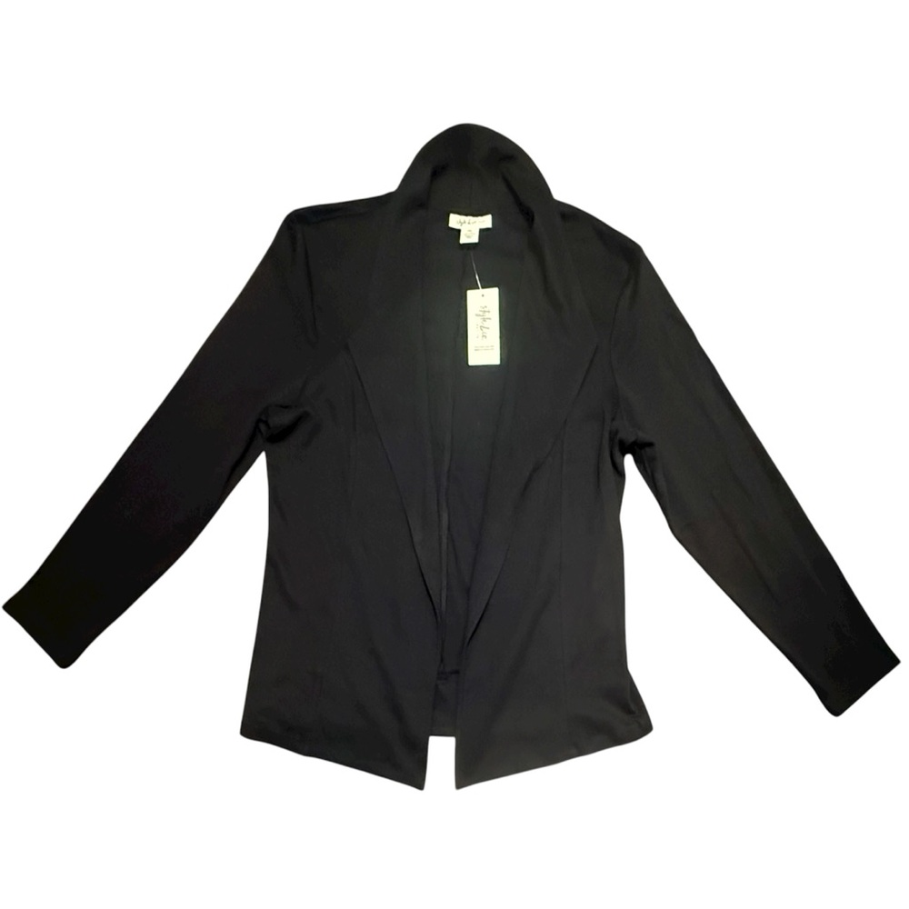 NWT Style & Co. Women's Black Open-Front Blazer Size PL